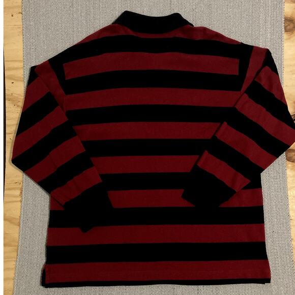 Nautica Vintage Quarter Zip Rugby Pullover Mens XL Red/Black Striped Sport Y2K - Picture 6 of 10
